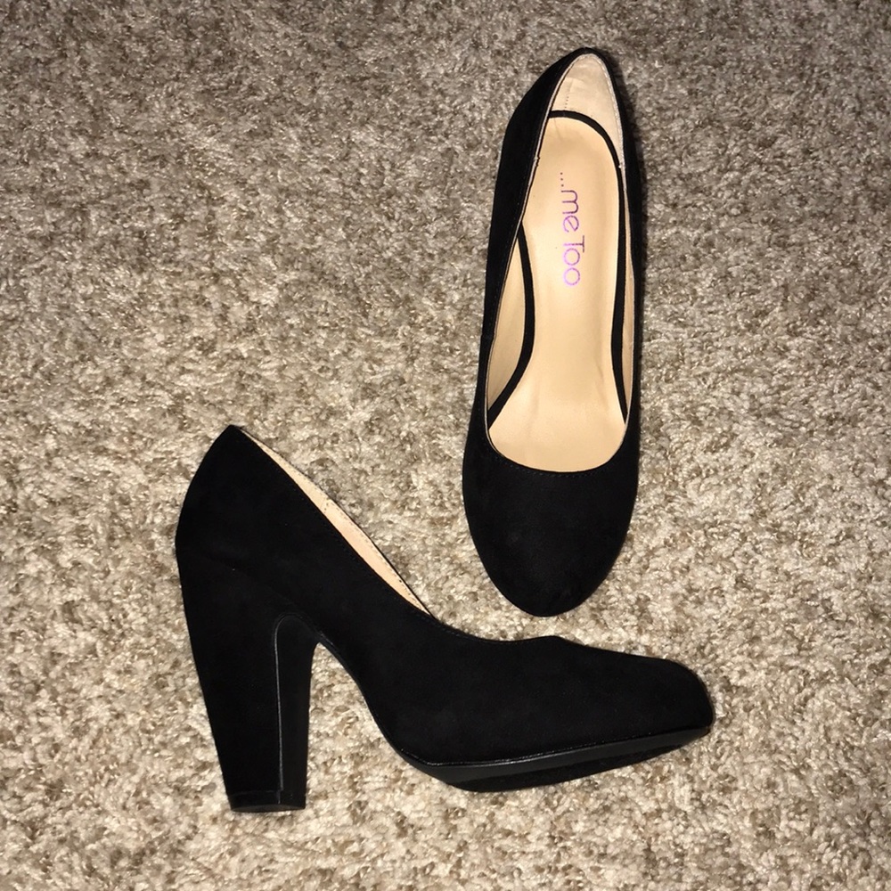 Black Faux Suede Heels